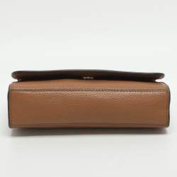 Pre Owned Tory Burch Britten Combo Brown Leather Crossbody Bag