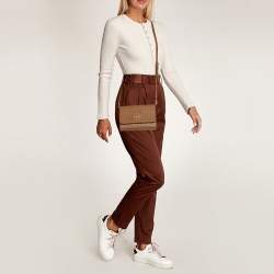 Pre Owned Tory Burch Britten Combo Brown Leather Crossbody Bag