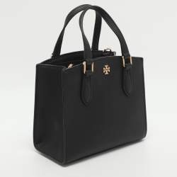 Pre Owned Tory Burch Emerson Micro Black Saffiano Leather Tote