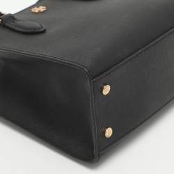 Pre Owned Tory Burch Emerson Micro Black Saffiano Leather Tote