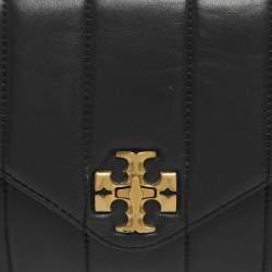 Pre Owned Tory Burch Kira Small Black Quilted Leather Top Handle Bag
