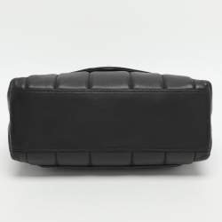 Pre Owned Tory Burch Kira Small Black Quilted Leather Top Handle Bag