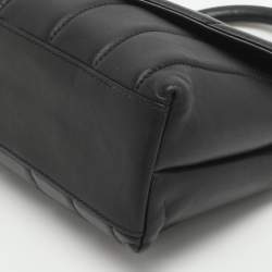 Pre Owned Tory Burch Kira Small Black Quilted Leather Top Handle Bag