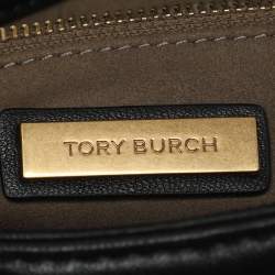 Pre Owned Tory Burch Kira Small Black Quilted Leather Top Handle Bag