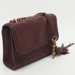 مملوكة مسبقًا حقيبة كتف توري برش فليمنغ جلد أحمر صغيرة