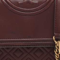 مملوكة مسبقًا حقيبة كتف توري برش فليمنغ جلد أحمر صغيرة