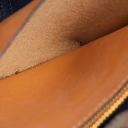 Pre Owned Tory Burch Perry Triple-Compartment Small Taupe Leather Tote 