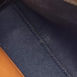 Pre Owned Tory Burch Perry Triple-Compartment Small Taupe Leather Tote 