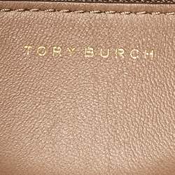 Pre Owned حقيبة يد ذات مقبض مزدوج توري بورش لي رادزيويل جلد أخضر زيتوني/بيج منقوش بالطبع لامع صغيرة