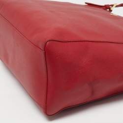 Pre Owned Tory Burch York Buckle Large Red Leather Shopper Tote