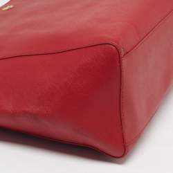 Pre Owned Tory Burch York Buckle Large Red Leather Shopper Tote