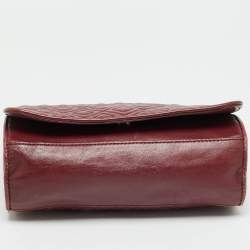 Pre Owned Tory Burch Fleming Small Burgundy Leather Shoulder Bag