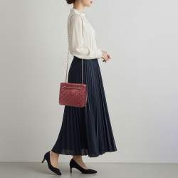 Pre Owned Tory Burch Fleming Small Burgundy Leather Shoulder Bag