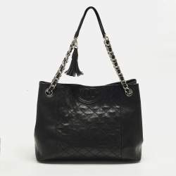 مملوكة مسبقًا Tory Burch Fleming Black Leather Chain Tote