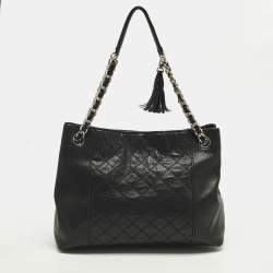 مملوكة مسبقًا Tory Burch Fleming Black Leather Chain Tote