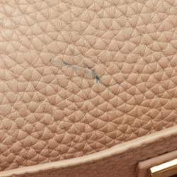 Pre Owned حقيبة يد توتس توري برش شعار جلد بيج رملي