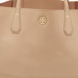 Pre Owned حقيبة يد توتس توري برش شعار جلد بيج رملي