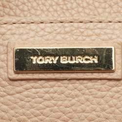 Pre Owned حقيبة يد توتس توري برش شعار جلد بيج رملي