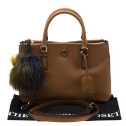 مملوكة مسبقًا Tory Burch Brown Leather Double Zip Robinson Tote 