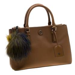 مملوكة مسبقًا Tory Burch Brown Leather Double Zip Robinson Tote 