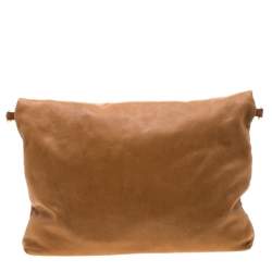 مملوكة مسبقًا حقيبة كتف توري برش لويزا جلد بني فاتح مطوية