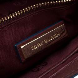 Tory Burch Burgundy Leather Flap Pocket Crossbody Bag