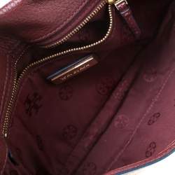 Tory Burch Burgundy Leather Flap Pocket Crossbody Bag