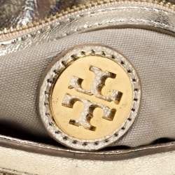 Pre Owned Tory Burch Gold Leather Raphael Logo Crossbody Bag