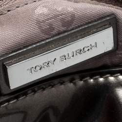 Pre Owned Tory Burch Olive Green Patent Leather Mercer Shoulder Bag