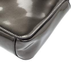 Pre Owned Tory Burch Olive Green Patent Leather Mercer Shoulder Bag