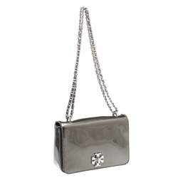 Pre Owned Tory Burch Olive Green Patent Leather Mercer Shoulder Bag