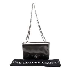 Pre Owned Tory Burch Olive Green Patent Leather Mercer Shoulder Bag