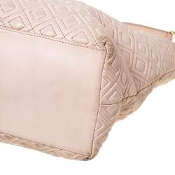 Pre Owned Tory Burch Beige Quilted Leather Marion Tote