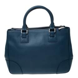 مملوكة مسبقًا Tory Burch Blue Leather Large Double Zip Robinson Tote