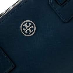 مملوكة مسبقًا Tory Burch Blue Leather Large Double Zip Robinson Tote