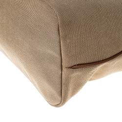 Pre Owned Tory Burch Khaki Canvas and Leather Shopper Tote