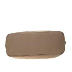 Pre Owned Tory Burch Khaki Canvas and Leather Shopper Tote