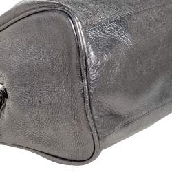 Pre Owned Tory Burch Metallic Dark Grey Boston Bag
