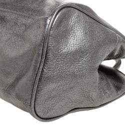 Pre Owned Tory Burch Metallic Dark Grey Boston Bag