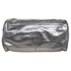 Pre Owned Tory Burch Metallic Dark Grey Boston Bag