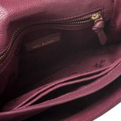 Pre Owned Tory Burch Burgundy Leather Britten Flap Crossbody Bag