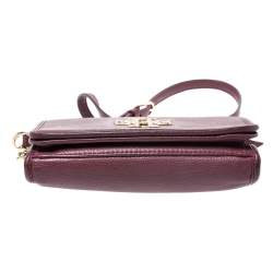 Pre Owned Tory Burch Burgundy Leather Britten Flap Crossbody Bag