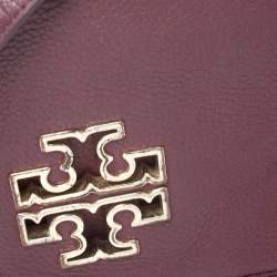 Pre Owned Tory Burch Burgundy Leather Britten Flap Crossbody Bag