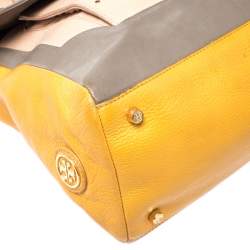 Pre Owned Tory Burch Multicolor Croc Embossed Leather Top Handle Bag