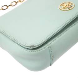 Pre Owned Tory Burch Lime Green Leather Robinson Crossbody Bag