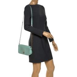 Pre Owned Tory Burch Lime Green Leather Robinson Crossbody Bag