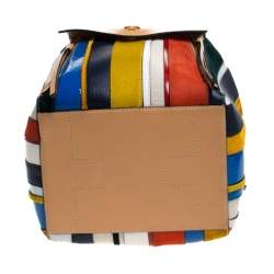 Pre Owned حقيب توري برش هالف مون بالون سترايب كانفاس و جلد/سويدي/ فرو متعددة الألوان