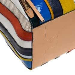 Pre Owned حقيب توري برش هالف مون بالون سترايب كانفاس و جلد/سويدي/ فرو متعددة الألوان