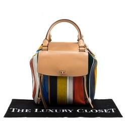 Pre Owned حقيب توري برش هالف مون بالون سترايب كانفاس و جلد/سويدي/ فرو متعددة الألوان