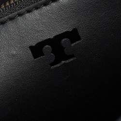 Pre Owned حقيبة توري برش يد علوية Block T جلد سوداء